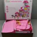 Dollhouses, Housetoys Furniture Pink Girl Toys, 4 Stories 10 Rooms Dreamhome with 2 Princesses Slide Accessories, Toddler Playhouse Gift for for 3 4 5 6 7 8 9 10 Year Old Girls Toys