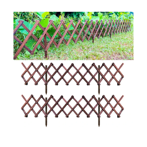 ShopLaLa Garden Fence- 2 Pack, Total 12ft (L) Wooden Lattice Flower Edging for Yard Lawn Landscape Patio Outdoor Decor, Expandable Plant Garden Trellis, Animal Barrier Fence No Dig Panel for Small Dog
