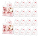 Sweetude 18 Pcs Sweet 15 Birthday Gift Bag 15th Party Gift Bags with Handles and Bows Clear Birthday Quinceanera Party Favors for Guests 15 Years Sweet(Pink)