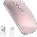 Wireless Mouse Chargeable Portable Silent USB and Type-C Dual Mode Wireless Mouse 3 Adjustable DPI for Laptop, Mac, Android, PC (Q23S Black) (Rose Gold)