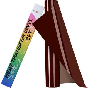 HTVRONT HTV Rolls Heat Transfer Vinyl - 12" x 8ft Brown HTV Sheets for Shirts, Iron on Vinyl for All Cutting Machine - Easy to Cut & Weed for Heat Transfer Design (Brown)