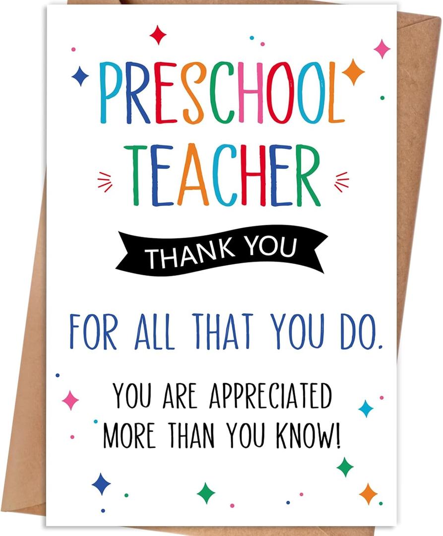 2 x Thank You Card Gift for Preschool Teacher, 8 X 5.3 Inches