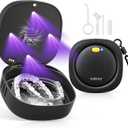 Nulaxy UVC Retainer Case with Fan, Magnetic Closure Aligner Case Includes Vent Holes and Mirror, Portable Retainer Box with Removal Tool and Brush Compatible with Invisalign Retainer Slim Aligner (Black)