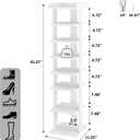 HOMEFORT 7-Tier Wood Shoe Rack, Entryway Shoe Tower,Vertical Shoe Organizer, Wooden Shoe Storage Stand, White, 11"Dx11"Wx45.1"H