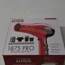 KISS 1875 Watt Pro Tourmaline Ceramic Hair Dryer, Styling Edition, 3 Heat Settings, 2 Speed Settings, Cool Shot Button, 7 Blow Dryer Accessories Included, Red