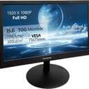 15.6 Inch Small PC Monitor FHD 1920x1080P, Built-in Speaker, 300cd/m, HDR, 72% NTSC Portable LED Monitor, HDMI, VGA, VESA Supports, Mini Desktop Display Secondary Monitors for Laptop PS4 PC