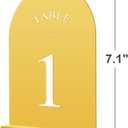 JOYIT Arch Wedding Table Numbers 1-50 with Stands 5" X 7" Acrylic Mirrored Gold Table Number Holders, Perfect for Wedding Receptions, Parties, Anniversaries, and Events