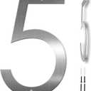 12 Inches House Numbers for Outside Modern House Address Numbers Metal Floating Home Address Sign for Outdoor from 0-9(Silver 5)