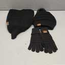 Winter Beanie Hat Scarf Gloves Set for Women, 3 PCS Warm Pom Pom Beanie Long Knit Scarf Anti-Slip Touchscreen Gloves Fleece Lined Hat Winter Gifts for Cold Weather Birthday Christmas Gifts for Adults (Black)