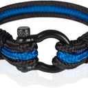 Mens Rope Bracelet - Stainless Steel Black Shackle, Extremely Durable and Scratch Resistant Waterproof Paracord, Handmade, Nautical Wristband for Men