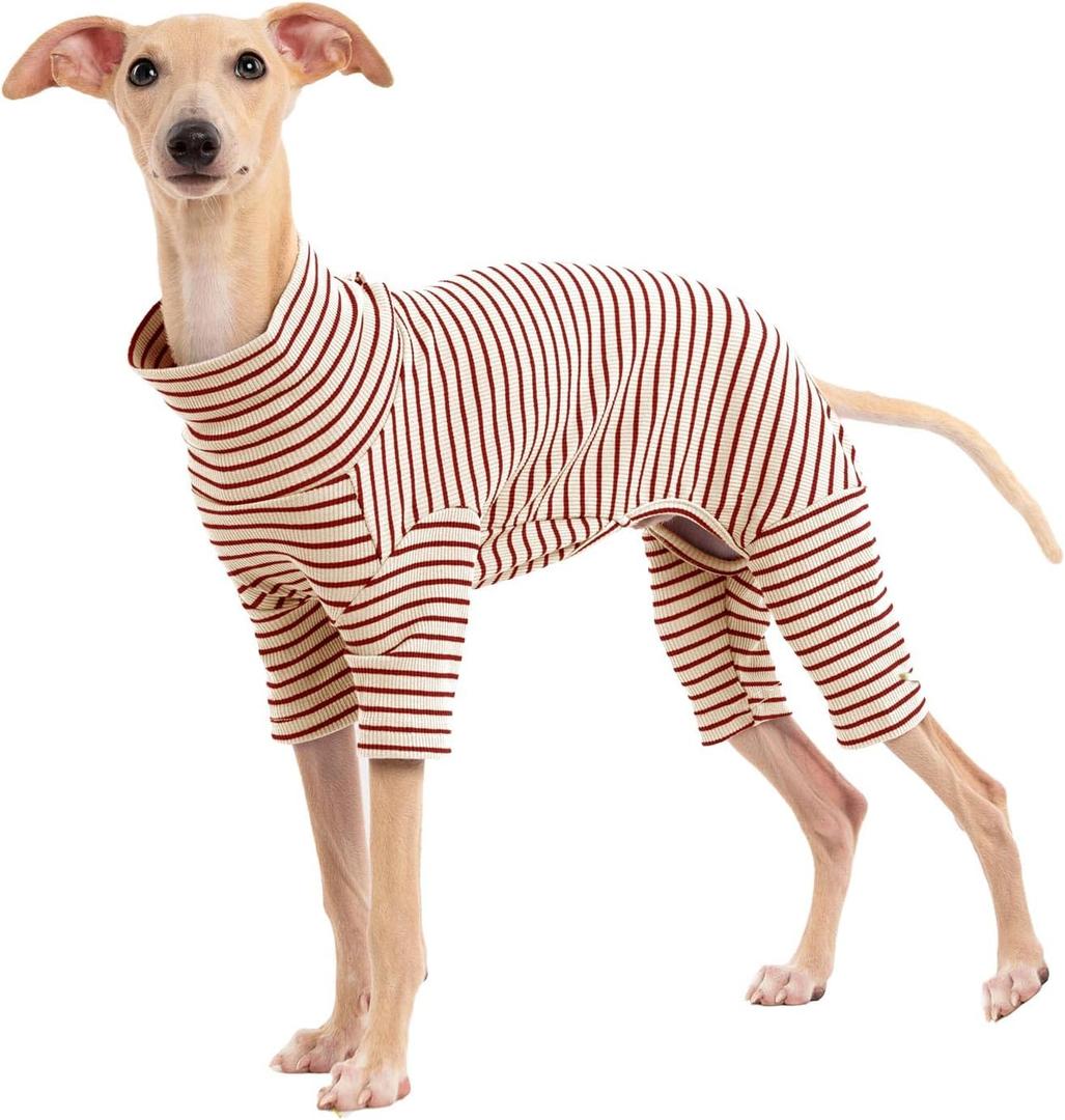 Dog Sweaters for Small Dogs Girls Boys, Striped Pet Sweaters for Fall Winter Dog Clothes, Turtleneck Pullover Knitwear for Small Medium Large Dogs Neck:11.81in Chest:17.32in (Beige) 