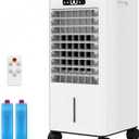 7L Evaporative Air Cooler with Remote Control, 1.84 Gal Portable Swamp Cooler for Bedroom Office, 3-IN-1Portable Air Conditioners, Auto Swing Louvers, Portable Carry Handle, 120V 65W, White