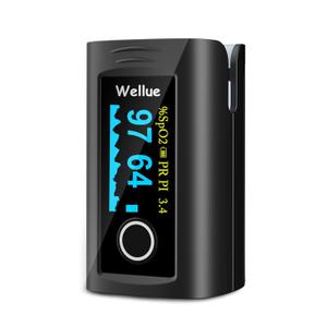 Wellue Fingertip Pulse Oximeter, Blood Oxygen Saturation Monitor with Batteries, Carry Bag & Lanyard for Wellness Use (Black)