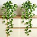 Fake Pothos Hanging Plants with Pots, 33.5" Set of 2 Faux Ivy Vines, Realistic Silk Artificial Plants Greenery for Home Indoor Decor, Living Room, Desk Shelf, Bathroom Decoration
