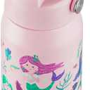 OLDLEY kids Water Bottle - 18oz Insulated Stainless Steel - Wide Straw Lid, Non Spill, Leakproof, Kids Water Bottle for School,Mermaid