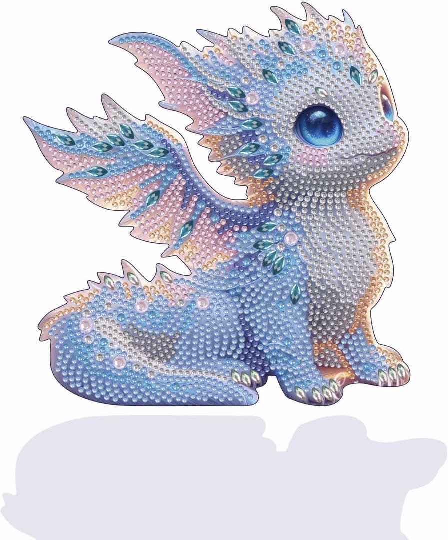 Dragon Diamond Art Painting Ornaments, Tabletop Diamond art Figurines Statues Special Shaped Rhinestone Gem Art Kits ,5D Painting with Diamond Dots Sculpture Ornaments Kits for Beginner Adults (Q006)