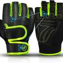 MOREOK Workout Gloves Padded Weight Lifting Gloves for Men/Women, [3MM Gel] Fingerless Grip Gym Gloves Fitness Gloves for Exercise,Hanging,Weightlifting, Cycling, Pull ups, Rowing (Large, Green)