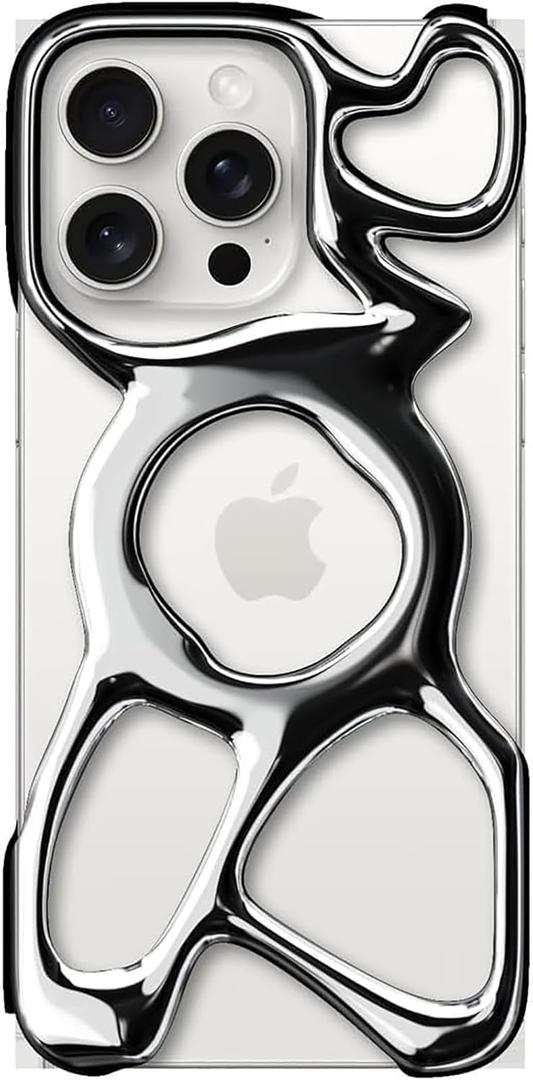 Emptiness Phone Case for iPhone 15 Pro Max (Only),MagSafe Compatible 22g Lightweight,Silver,Heat Dissipating Ample Protection