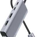 USB C Hub Dongle,10 in 1 Laptop Docking Station Dual 4K@60Hz HDMI Monitor,100W PD,Gigabit Ethernet,Card Reader,USB3.0 Type-C Multiport Adapter for MacBook Pro IPad,Dell,HP,Surface,Steam Deck Dock