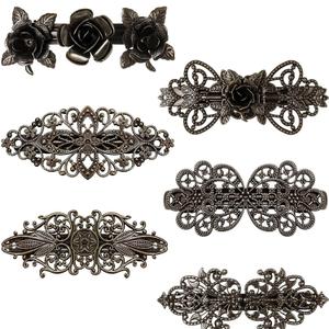 Geyoga 6 Pieces Vintage Hair Barrettes for Women Retro Flower French Pearl Crystal Rhinestones Clips Hair Pins for Women Styling Accessories(Elegant Style)