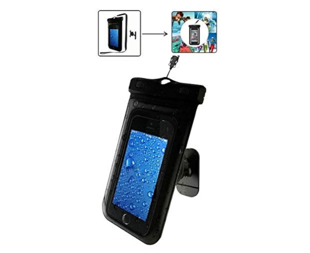 Universal Waterproof Phone Case, Waterproof Phone Pouch Cell Phone Dry Bag with Adhesive Phone Mount, Lanyard for Men Women Beach Kayaking Travel or Bath