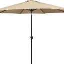 11FT Patio Umbrella Outdoor Market Table Umbrella with Push Button Tilt & Crank for Garden/Lawn/Deck/Backyard/Pool/Beach, 8 Ribs, Tan