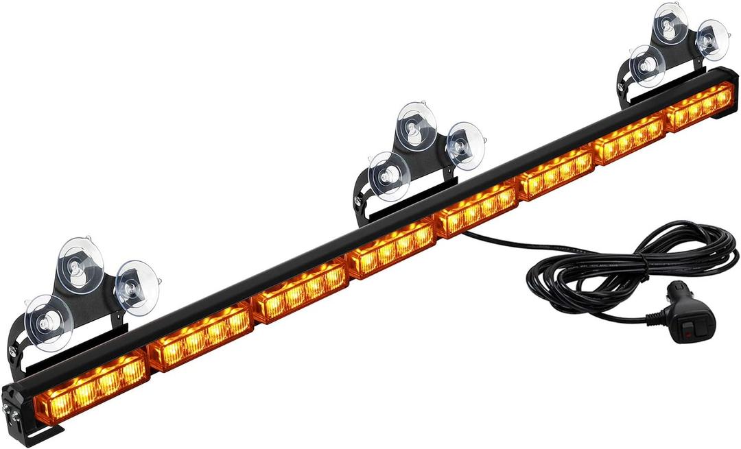 ASPL 36" 32LED Traffic Advisor Light Bar Warning Emergency Strobe Light Bar Directional Flashing Emergency Caution Lighting Led Safety Lights with 16 ft Straight Cord (Amber)