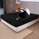 King Size Fitted Sheet Only  4Way Stretch Knit, Snug Fit, Wrinkle Free & Stay in Place, No More Slipping Off for Mattress, Soft & Comfortable  Black, King