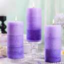 Lilac Scented Pillar Candles, 2.8x6 Inch Non-Toxic Purple Pillar Candle 210H Long Burning Smokeless Fragrance Candle Scented Candles for Home Decor Wedding, 3 Pack