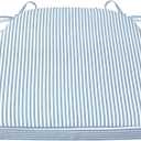 Accessories D-Shaped Chair Cushions, 2" Thick Dining Chair Pads with Ties and Removable, Machine-Washable Cover, 17" x 16", Pinstripe Blue