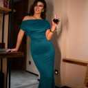YMDUCH Women's Elegant Sleeveless Off Shoulder Bodycon Long Formal Party Evening Dress (Blue, XXL)