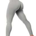 QOQ Womens High Waisted Seamless Workout Leggings Butt Lifting Gym Yoga Pants Booty Scrunch Vital Tummy Control Ruched Tights (X-Small, Light Gray)