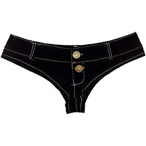 Naturemore Women's Sexy Low Waisted Stretch Mini Denim Shorts Hot Pants Clubwear M Black