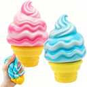 2pcs Ice Cream Squishy, Ice Cream Cone Squishies, Slow Rising Stress Relief Squishy, Summer Toy ( Blue+Pink )