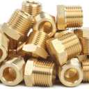 LTWFITTING Brass Pipe Hex Head Plug Fittings 3/8-Inch Male NPT Air Fuel Water Boat(Pack of 10)