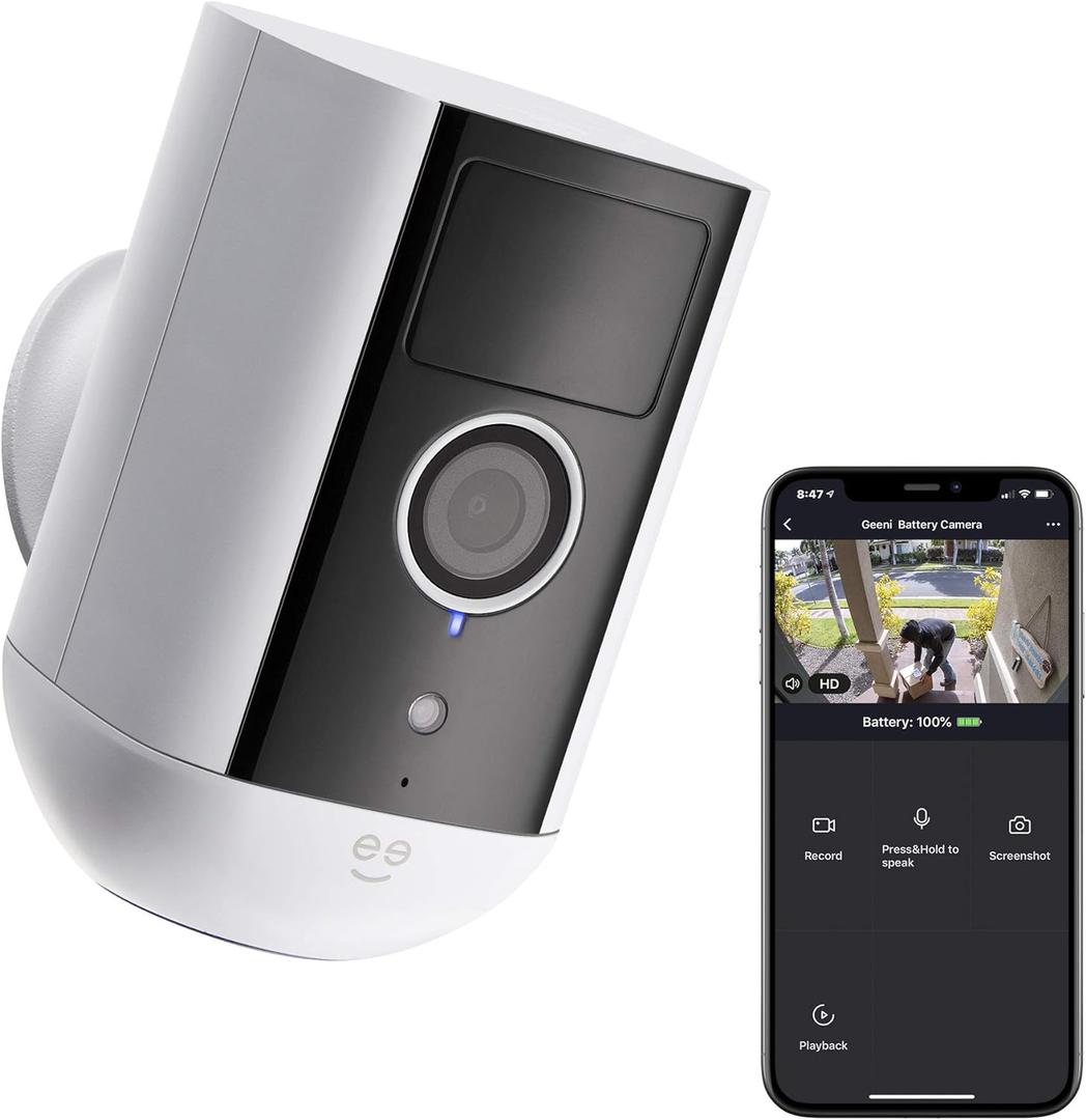 Geeni Freebird 2K Wireless Security Camera, Battery-Powered Outdoor Camera with Magnetic Mount, Smart Motion Detection, Night Vision, Waterproof, 2-Way Audio, Works with Alexa & Google (1 Count (Pack of 1))