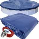 Pool Mate 18 ft Industrial Superior Winter Pool Cover for Above Ground Pool | Blue Round Pool Cover, 4 ft Overlap (22ft Cover Size), Solid 14 x 12 Scrim, 4.5 oz/yd2, Style: 2018-4PMA