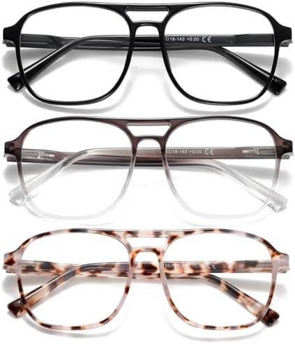 Dccdllo Trendy Aviator Reading Glasses for Women Men Blue Light Blocking Computer Readers Eyewear