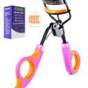 Eyelash Curlers with 6PCS Extra Replacement Pads, Premium Quality Eye Lash Curler, Superior Curling Effect, Easy to Hold and Use, Mother's Day Gifts for Her - Orange Purple Handle