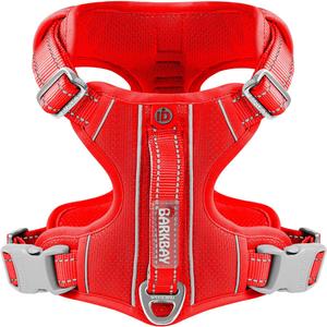 BARKBAY Dog Harness No Pull with ID Tag Pocket - Heavy Duty, Reflective, Easy Control for Large Dogs(Red,M) (Medium(Chest:22-27"))