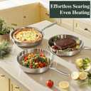 12 Inch Tri-Ply Stainless Steel Frying Pan, Frying Pan with Lid, PFOA/PTFE Free Skillet, Induction Cooking Pans, Dishwasher & Oven Broiler Safe 600F, Professional Cookware, Heavy Duty & Even Heat