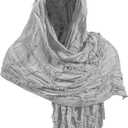 Dune Costume Medieval Hooded Shawl Post Apocalyptic Cloak Cowl Renaissance Viking Costume Cape Accessories (76.4x22.4", Gray)