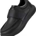 FitVille Wide Diabetic Walking Shoes for Men Leather Oxford Comfortable Dress Business Casual Shoes Sneakers for All-Day Comfort (Jet Black) 13W