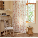 ENJOYBRIDAL Pink Floral Curtains 84 Inches Long 2 Panels Boho Tassel Drapes Farmhouse Bedroom Rod Pocket Semi Sheer Window Curtains Living Room Rustic Dining Room Aesthetic Decor Window Treatments, 52"W x 84"L (Pack of 2)