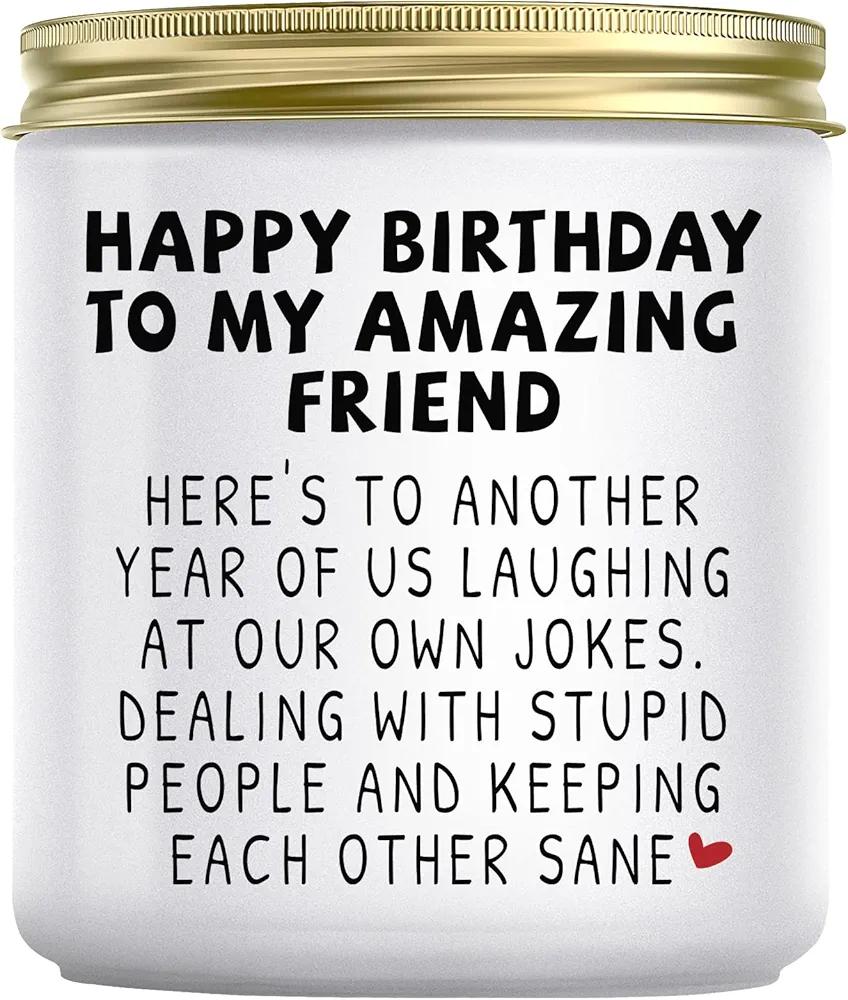 Jonico Happy Birthday Gifts for Women - Funny Best Friend Friendship Gifts for Women Friends, Birthday Gifts for Best Friend Bestie BFF Coworker Classmate Women, Lavender Candle Gifts
