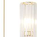 HMVPL Gold Floor Lamp for Living Room, Brass Pole Standing Lamp with K9 Crystal Shade, Modern Corner Standing Lamp for Bedroom with On/Off Switch, Elegant Crystal Tall Lamp for Office Kids Girls Room
