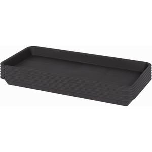 VUWEZ 2 Pack Plastic Plant Trays, Rectangular 30 inch, Indoors Outdoor Plant Water Drip Trays for Flower Pot Planter, Windowsill (8 X 30'', Brown)