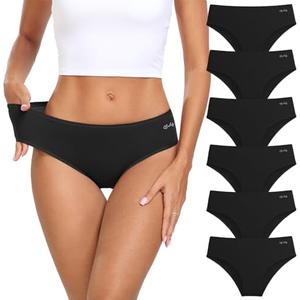 coskefy Women's Underwear Cotton Hipster Panties Low Rise Briefs Soft Strench Breathable Ladies Bikini Underwear 6 Pack, XL