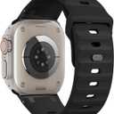 Sport Bands for Apple Watch Ultra 3 2 1 Band 49mm 46mm 45mm 44mm 42mm Women Men,Rugged Wide Silicone Waterproof Wristbands with Metal Adapter Strap for iWatch Series 11 10 9 8 7 6 5 4 SE 3 2,Ultra/3/2, Black