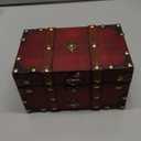 ELLDOO Vintage Treasure Chest, Pirate Keepsakes Box for Gifts, Wooden Storage Box Decorative for Jewelry Pearl Trinkets Cards, M